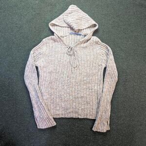 NEXT ERA Womens Shimmer Marled Ribbed Knit Hooded Sweater Pullover Tan S / M